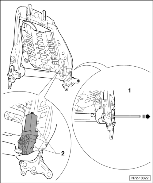 Volswagen Tiguan. Backrest Adjustment Drive, Removing and Installing