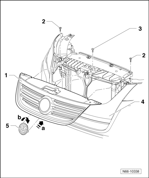 Volswagen Tiguan. Radiator Grille, Removing and Installing through 06/2011