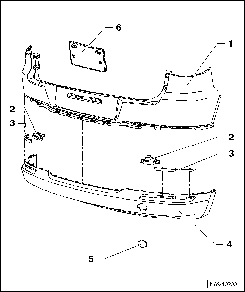 Volswagen Tiguan. Rear Bumper Cover Attachments