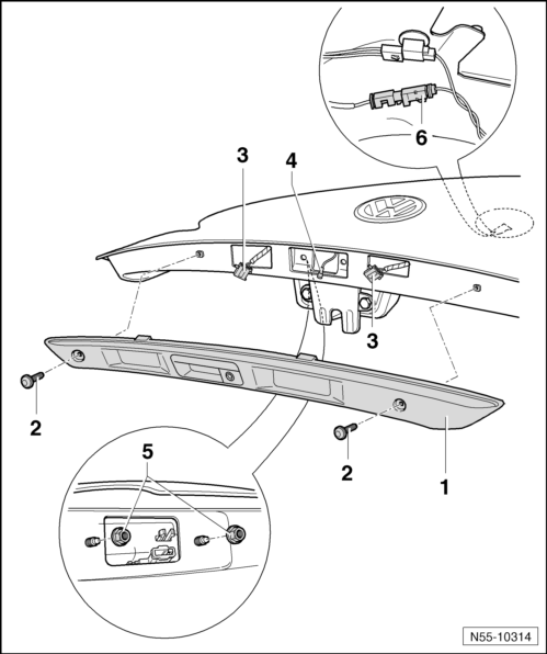 Volswagen Tiguan. Grip Piece with Release Button, Removing and Installing