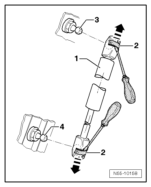 Volswagen Tiguan. Gas-Filled Strut, Removing and Installing