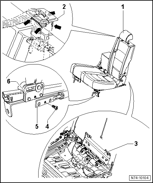 Volswagen Tiguan. Backrest Cover and Cushion, Removing and Installing