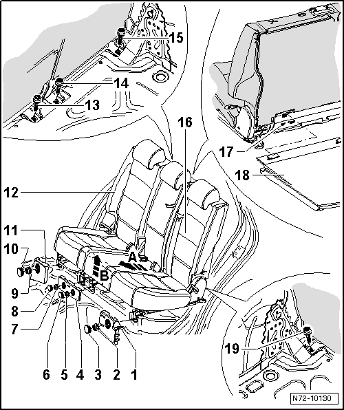 Volswagen Tiguan. Bench Seat, Removing and Installing