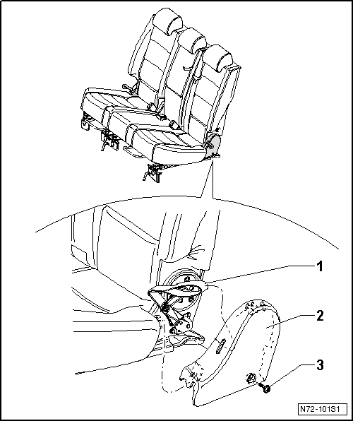 Volswagen Tiguan. Rear Bench Seat Backrest Adjustment Trim, Removing and Installing