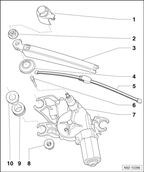 Volswagen Tiguan. Overview - Rear Window Wiper System