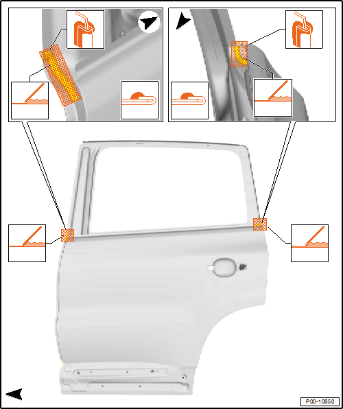 Volswagen Tiguan. Exterior View of the Rear Door Seam Sealing