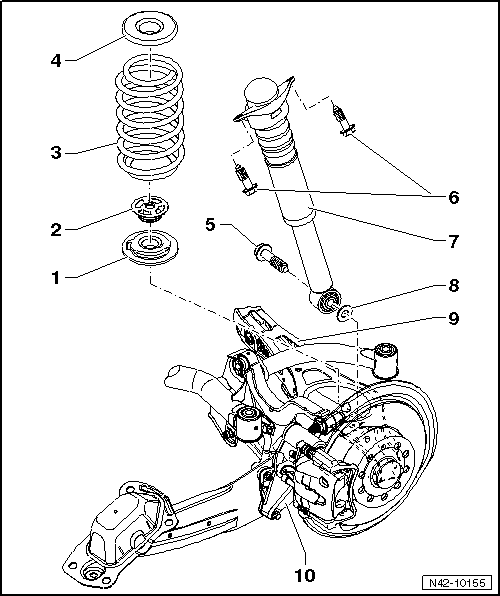 Volswagen Tiguan. Overview - Shock Absorber and Coil Spring, FWD