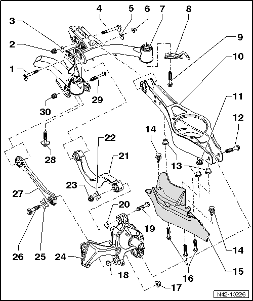 Volswagen Tiguan. Overview - Transverse Links and Tie Rods, through MY 2010, FWD