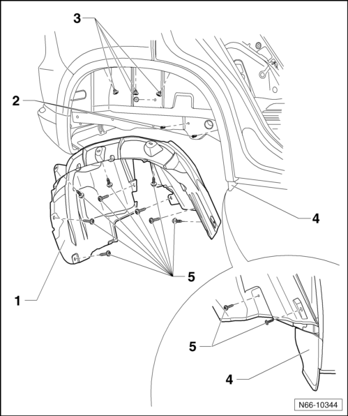 Volswagen Tiguan. Overview - Rear Wheel Housing Liner