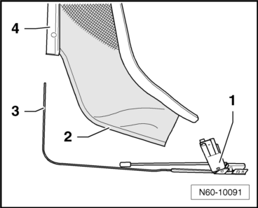 Volswagen Tiguan. Wind Deflector Bearing, Removing and Installing